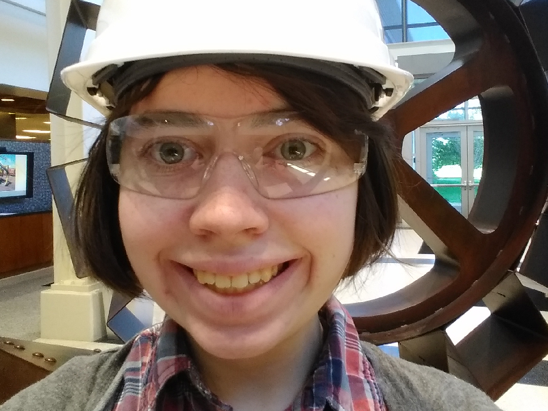 Amethyst in a Loram Hardhat and safety googles